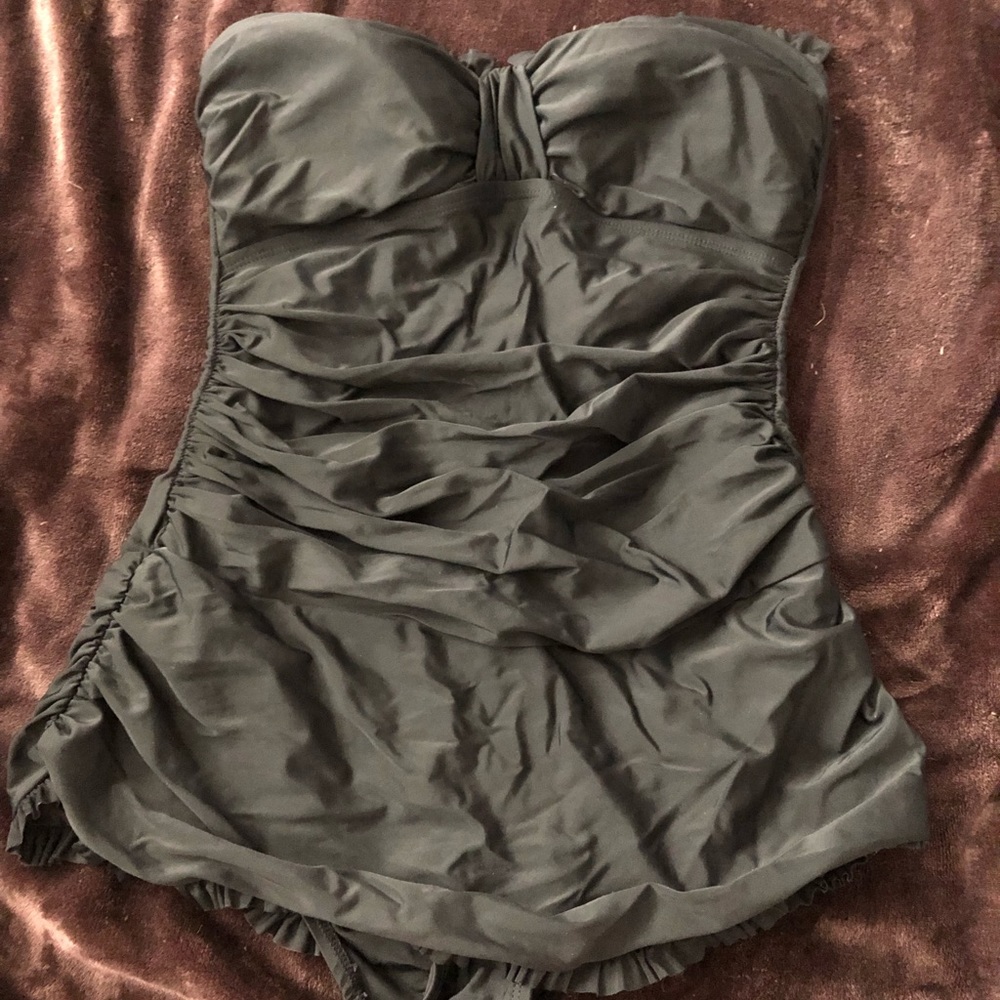 Strapless black one piece with skirt